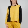 Contrast Long Sleeve Top in Yellow and Black