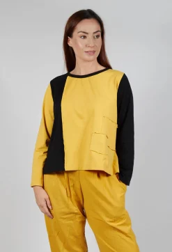 Contrast Long Sleeve Top in Yellow and Black