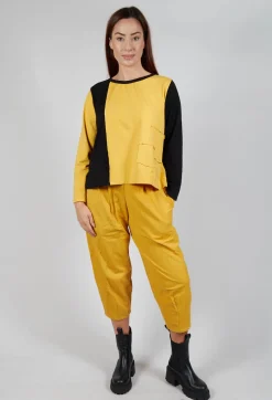 Contrast Long Sleeve Top in Yellow and Black