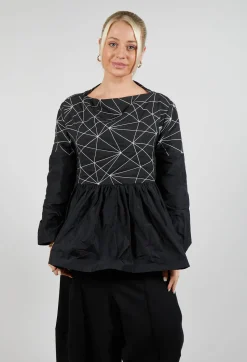 Contrast Oman Blouse in Black with White