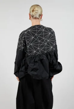 Contrast Oman Blouse in Black with White