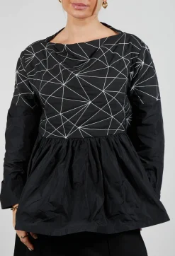 Contrast Oman Blouse in Black with White