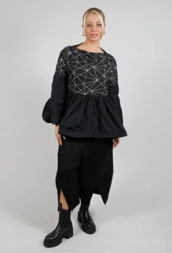 Contrast Oman Blouse in Black with White