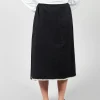Contrast Raw Hem Skirt Trousers in Black / White