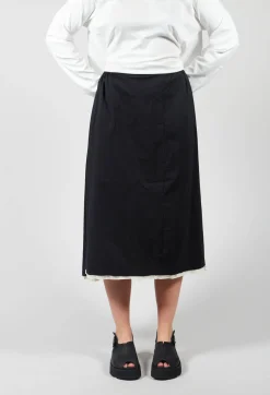 Contrast Raw Hem Skirt Trousers in Black / White