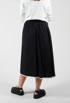 Contrast Raw Hem Skirt Trousers in Black / White