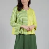 Contrast Sleeve Top in Lime with Green Lines
