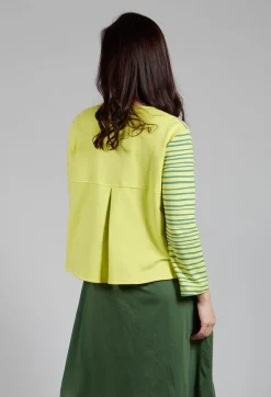 Contrast Sleeve Top in Lime with Green Lines
