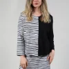 Contrast Sleeve Top in White with Black Lines