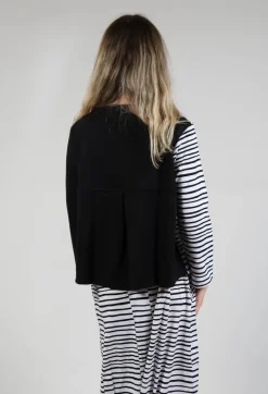 Contrast Sleeve Top in White with Black Lines