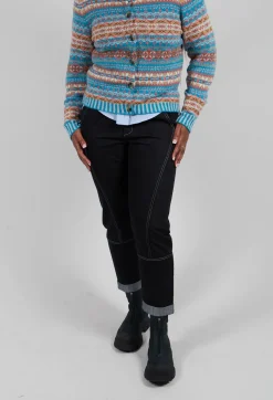 Contrast Stitch Denim Jeans in Navy