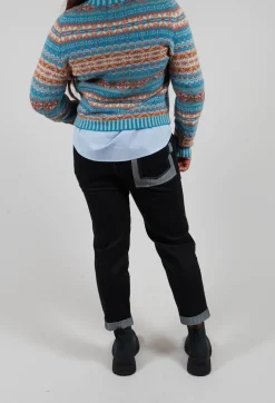 Contrast Stitch Denim Jeans in Navy