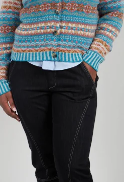 Contrast Stitch Denim Jeans in Navy
