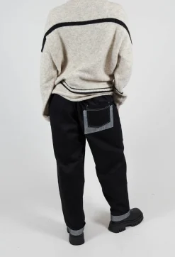 Contrast Stitch Denim Jeans in Navy