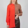 Contrast Tailored Shirt in Orange / Brown
