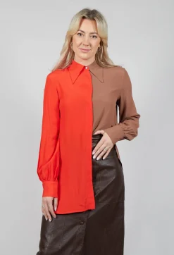 Contrast Tailored Shirt in Orange / Brown