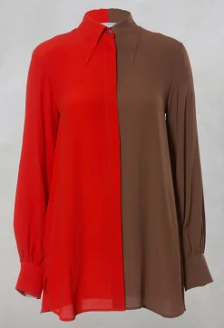 Contrast Tailored Shirt in Orange / Brown