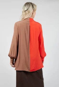 Contrast Tailored Shirt in Orange / Brown