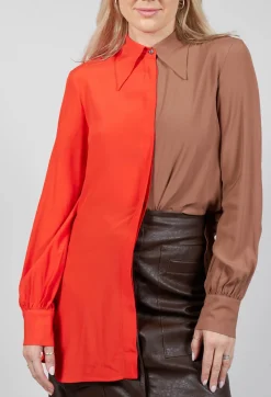 Contrast Tailored Shirt in Orange / Brown