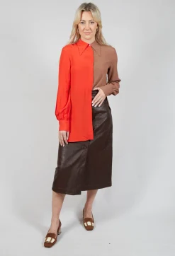 Contrast Tailored Shirt in Orange / Brown