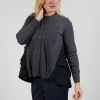 Contrasting Cardigan in Antracite and Nero