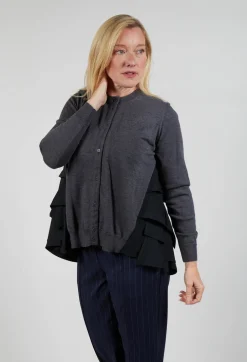 Contrasting Cardigan in Antracite and Nero