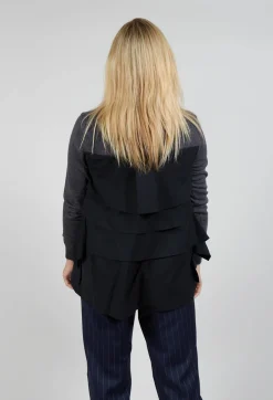 Contrasting Cardigan in Antracite and Nero