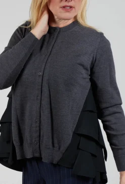 Contrasting Cardigan in Antracite and Nero