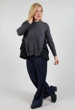 Contrasting Cardigan in Antracite and Nero