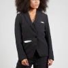 Contrasting Fabric Blazer in Black