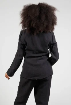Contrasting Fabric Blazer in Black