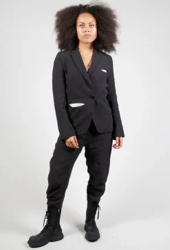 Contrasting Fabric Blazer in Black