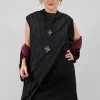 Contrasting Fabric Dress in Black