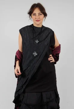 Contrasting Fabric Dress in Black