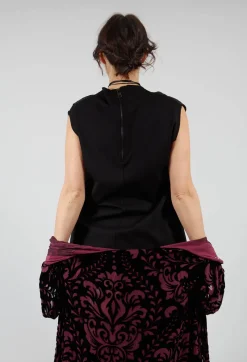Contrasting Fabric Dress in Black