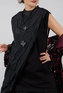 Contrasting Fabric Dress in Black