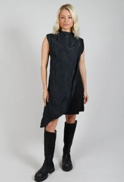 Contrasting Fabric Dress in Black