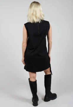 Contrasting Fabric Dress in Black