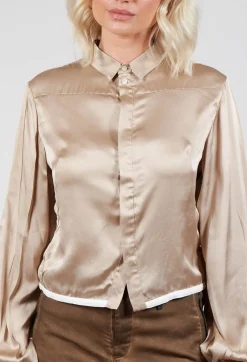 Contrasting Hem Shirt in Gold