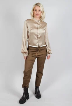 Contrasting Hem Shirt in Gold