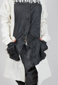 Contrasting Print Coat in Black Paint