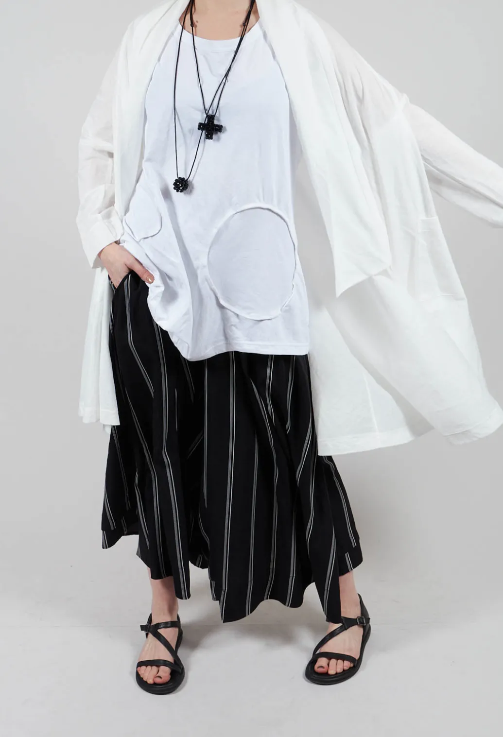 Contrasting Stripe Trousers in Black