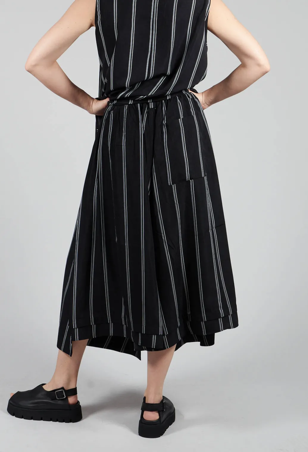Contrasting Stripe Trousers in Black