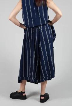 Contrasting Stripe Trousers in Navy