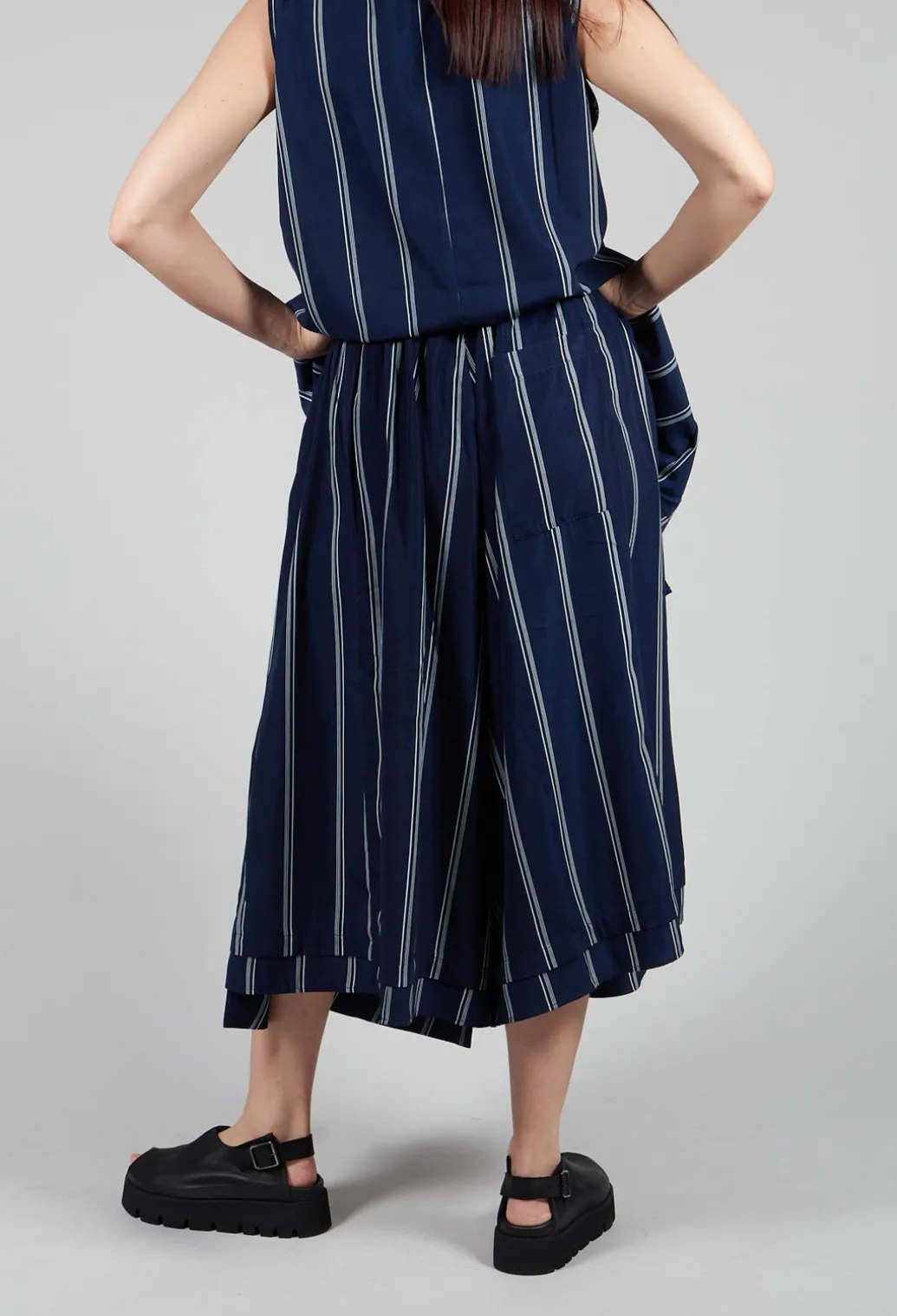 Contrasting Stripe Trousers in Navy