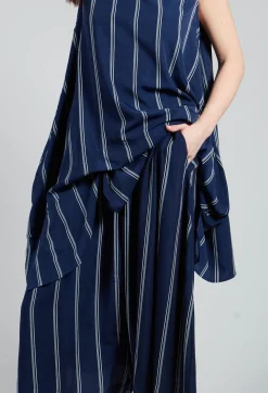 Contrasting Stripe Trousers in Navy