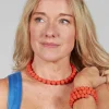 Coral Springwire Woven Ball Necklace