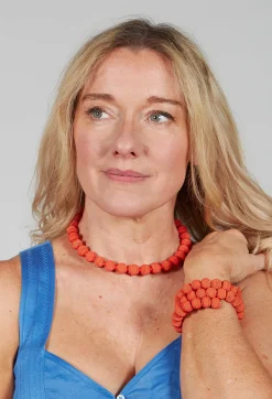 Coral Springwire Woven Ball Necklace