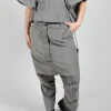 Corduroy Drop Crotch Trousers in Pencil Cloud