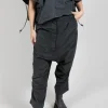 Corduroy Drop Crotch Trousers in Coal Cloud